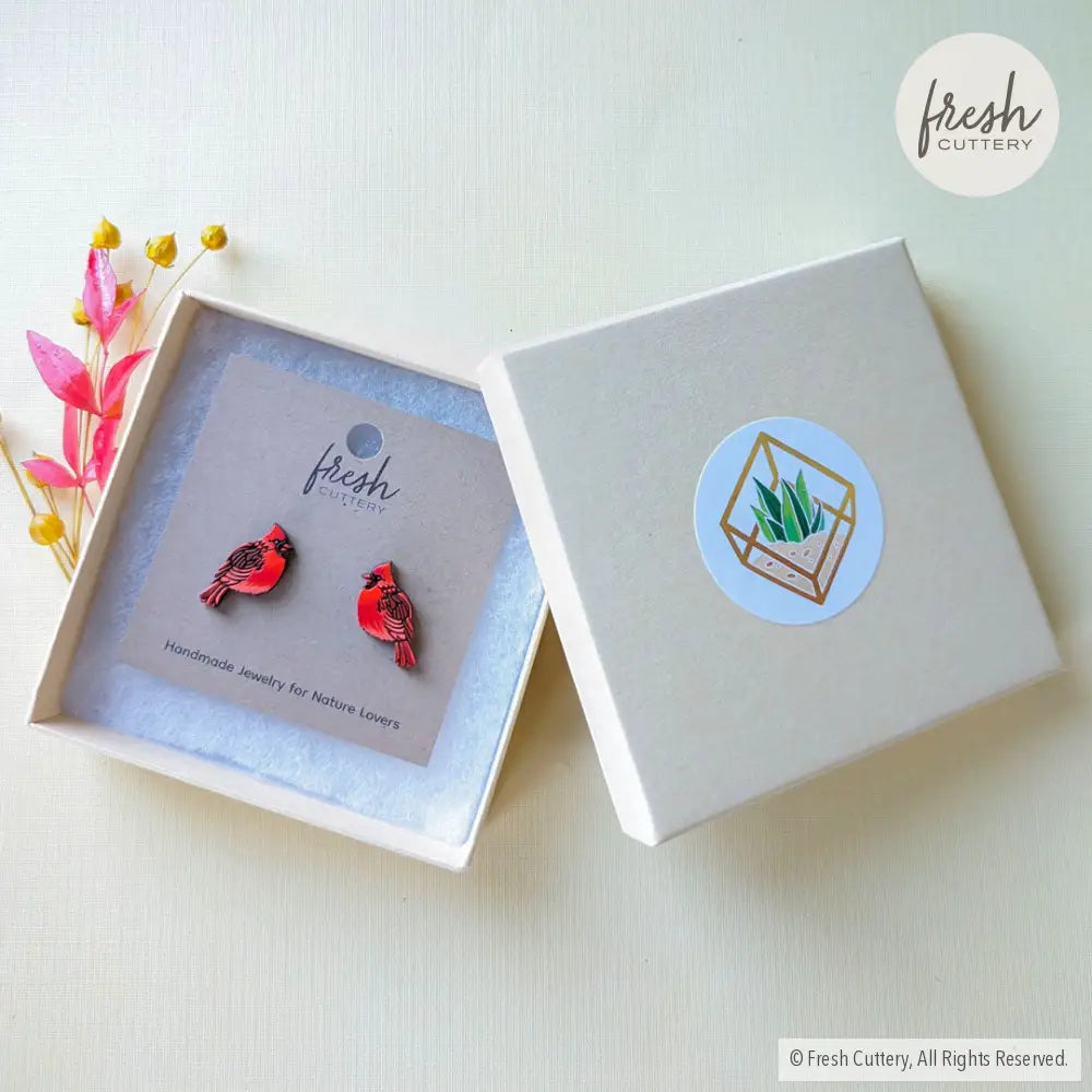 Cardinal Bird Studs