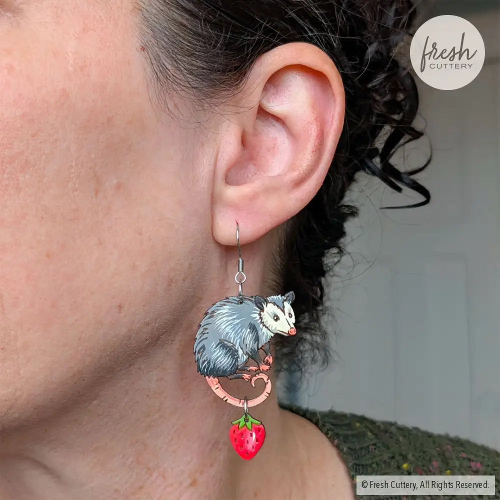 Opossum Statement Earrings Dangle and Drop Earrings