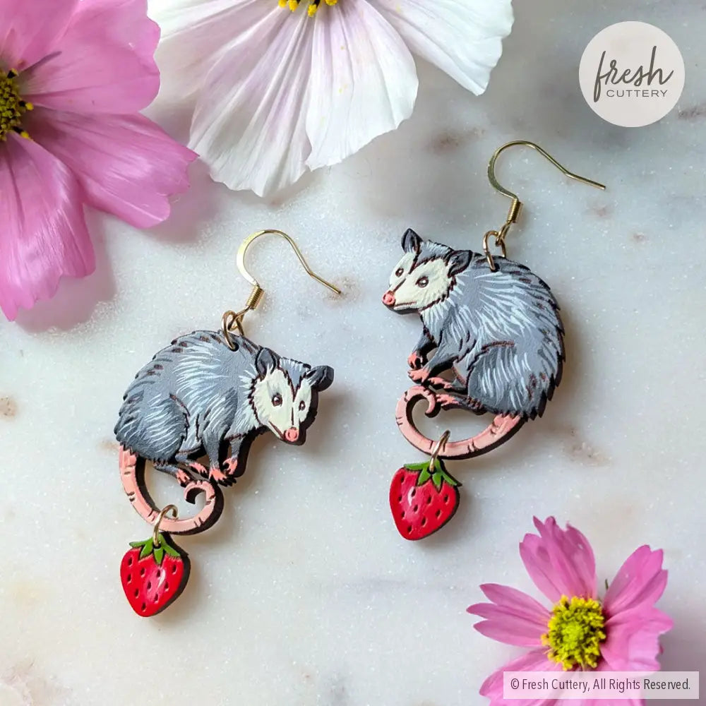 Opossum Statement Earrings Dangle and Drop Earrings