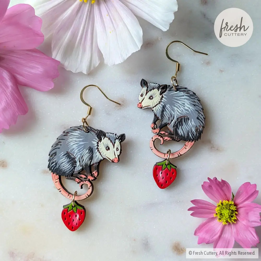 Opossum Statement Earrings Dangle and Drop Earrings