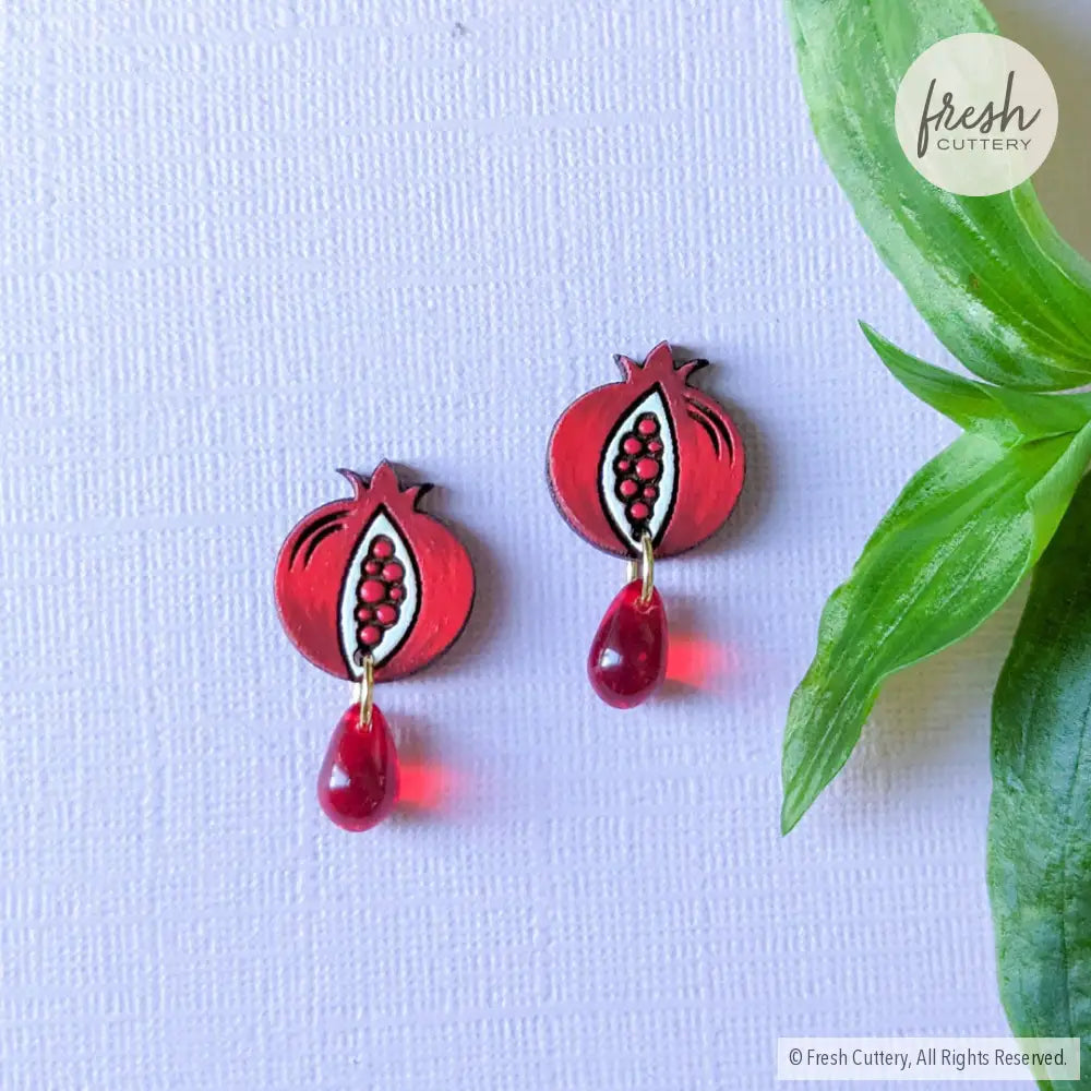 Pomegranate Drops Gold Studs