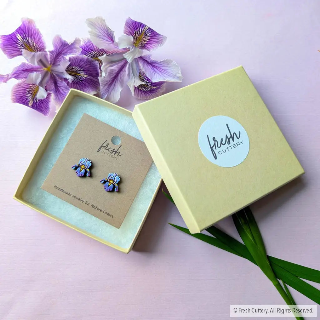 Purple Iris Studs - Studs
