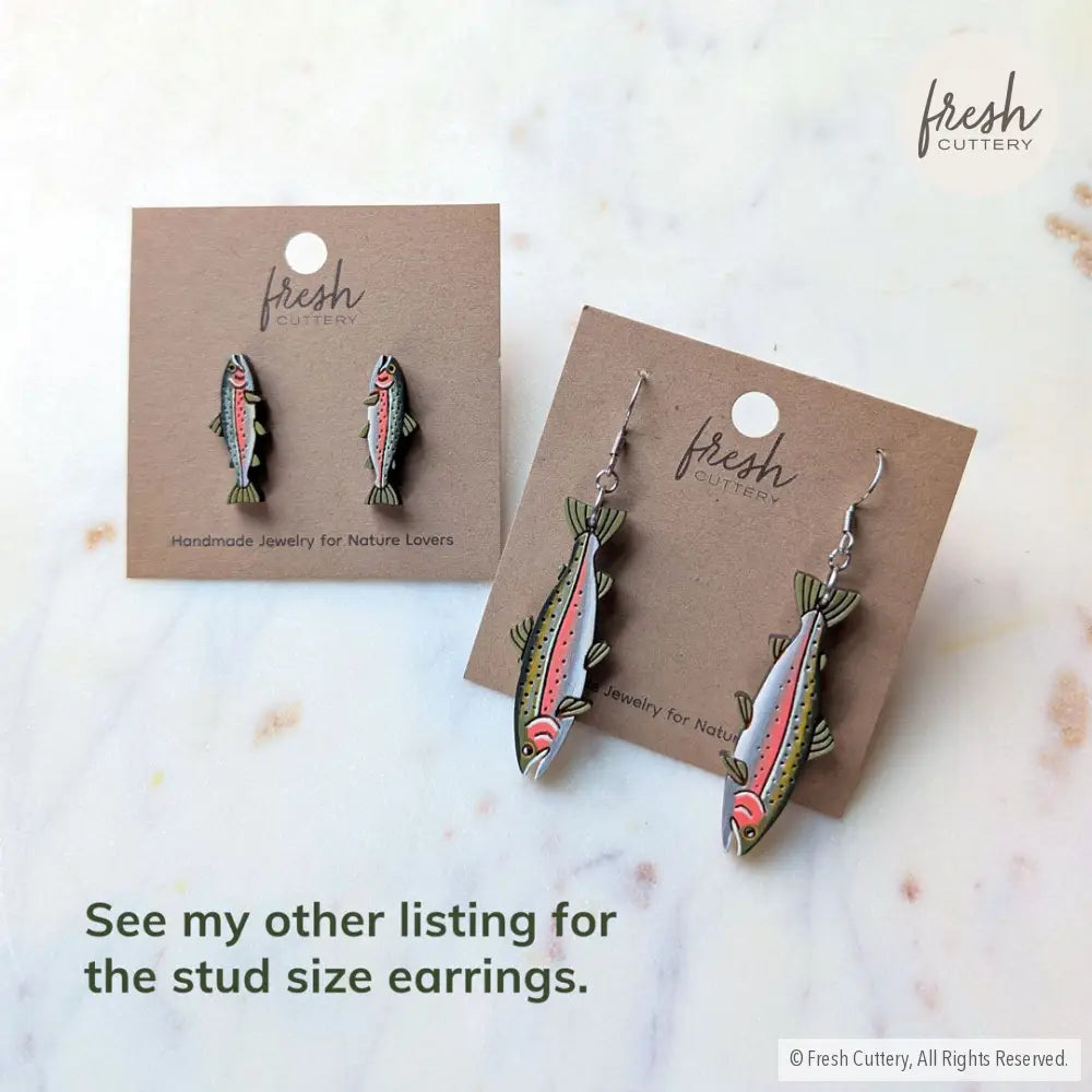 Rainbow Trout Earrings Dangle and Drop Earrings