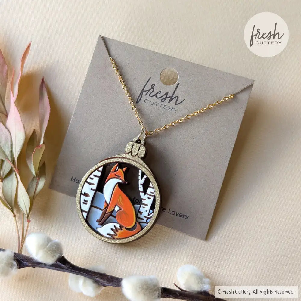 Red Fox Christmas Ornament Necklace Necklaces