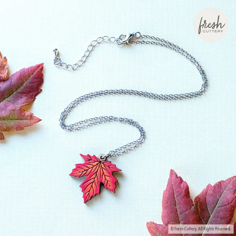 Red Maple Leaf Necklace Silver Chain Necklaces