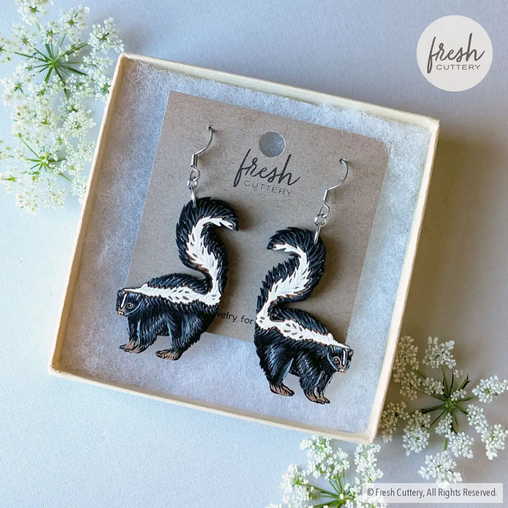 Skunk Earrings Dangle and Drop Earrings