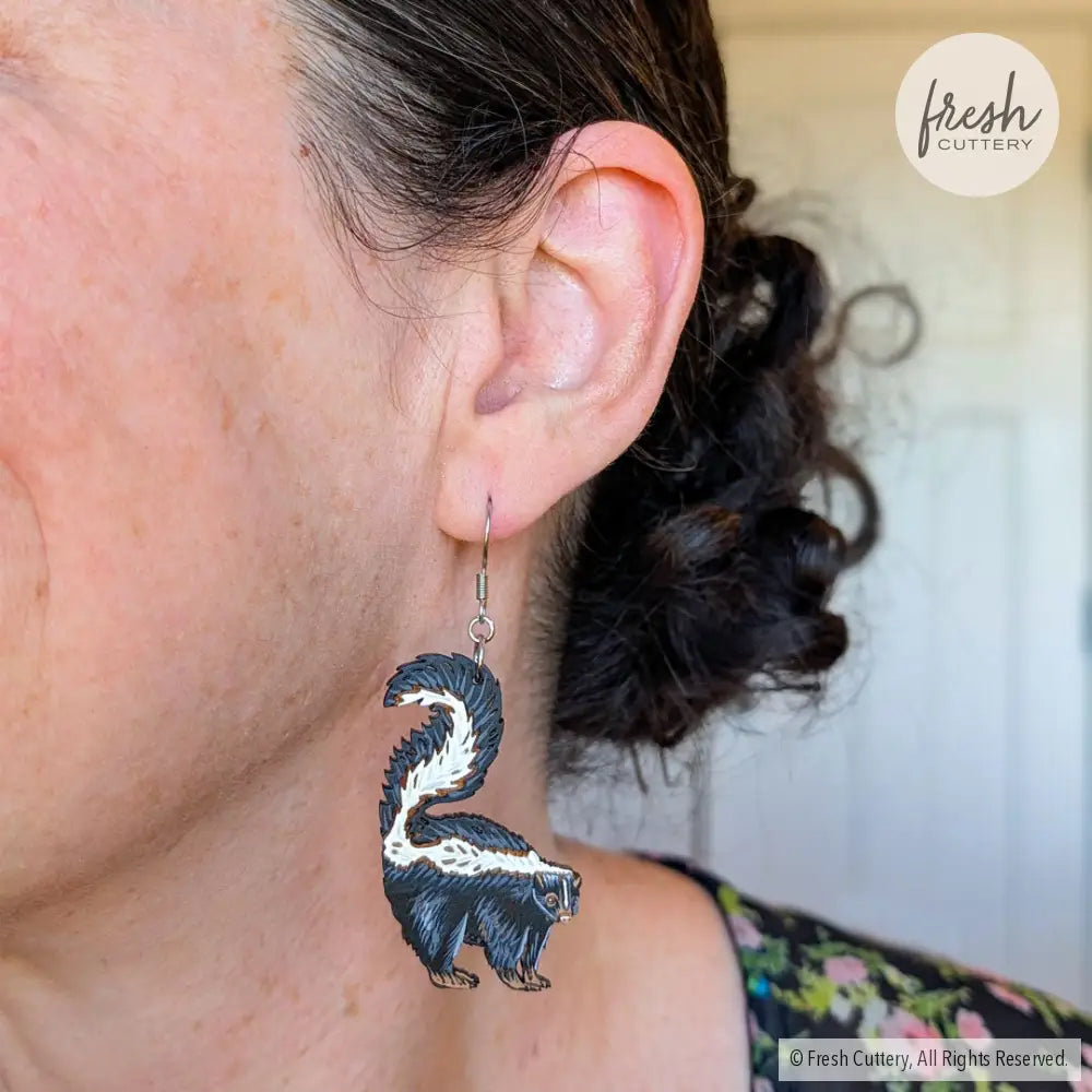 Skunk Earrings Dangle and Drop Earrings