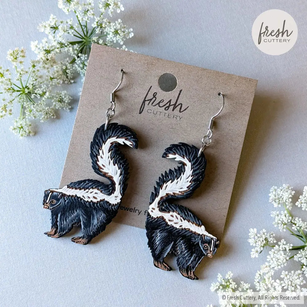 Skunk Earrings Dangle and Drop Earrings