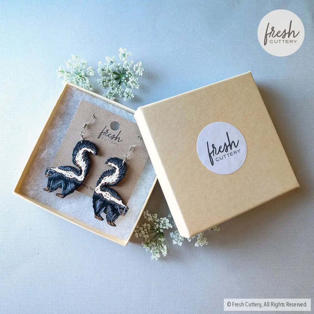Skunk Earrings Dangle and Drop Earrings