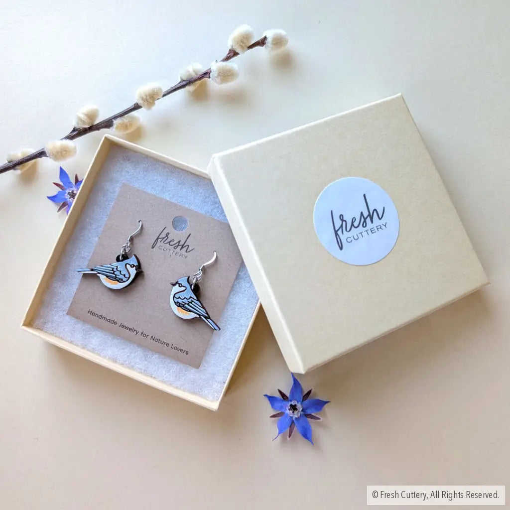 Tufted Titmouse Earrings Dangle and Drop Earrings