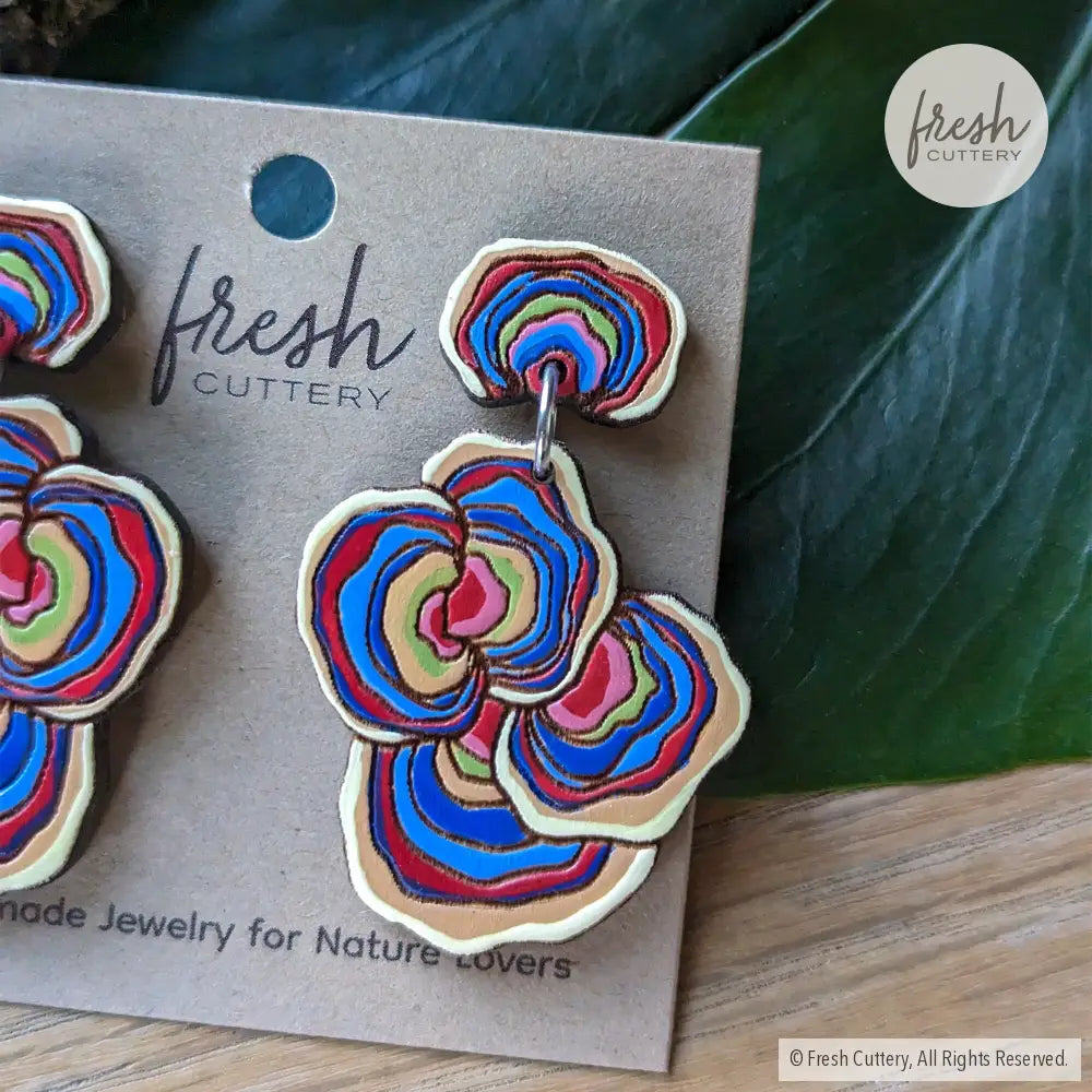 Turkey Tail Mushroom Earrings Dangle And Drop