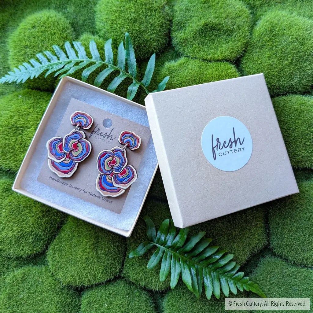 Turkey Tail Mushroom Earrings Dangle and Drop Earrings