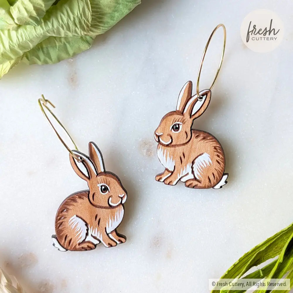 Wild Rabbit Earrings Gold Hoops Dangle and Drop Earrings