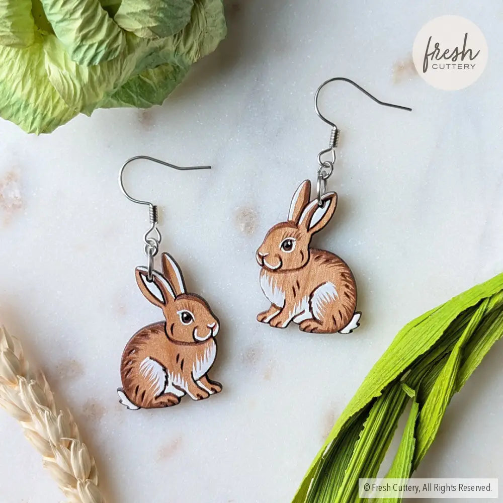 Wild Rabbit Earrings Silver Ear Wires Dangle and Drop Earrings