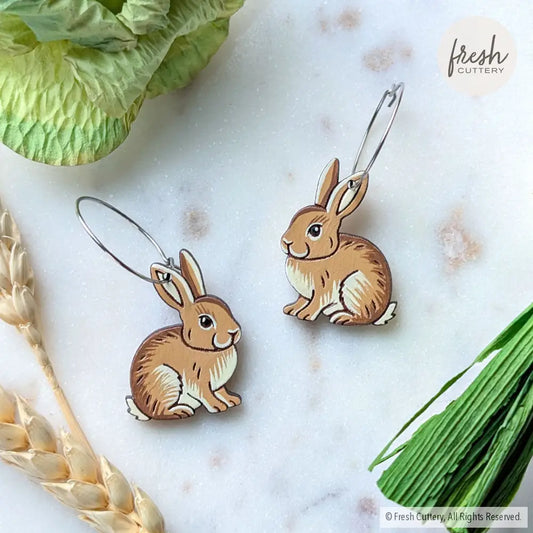 Wild Rabbit Earrings Silver Hoops Dangle and Drop Earrings
