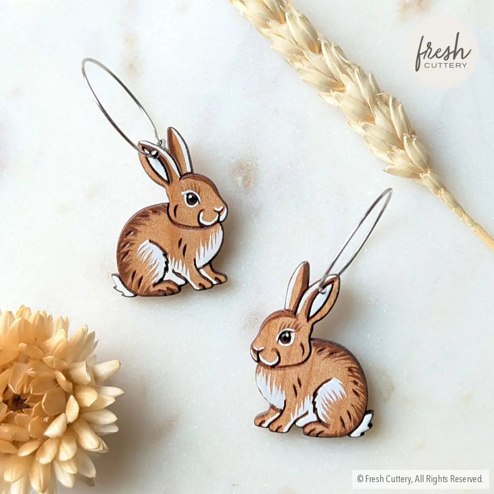 Wild Rabbit Earrings Silver Hoops Dangle and Drop Earrings