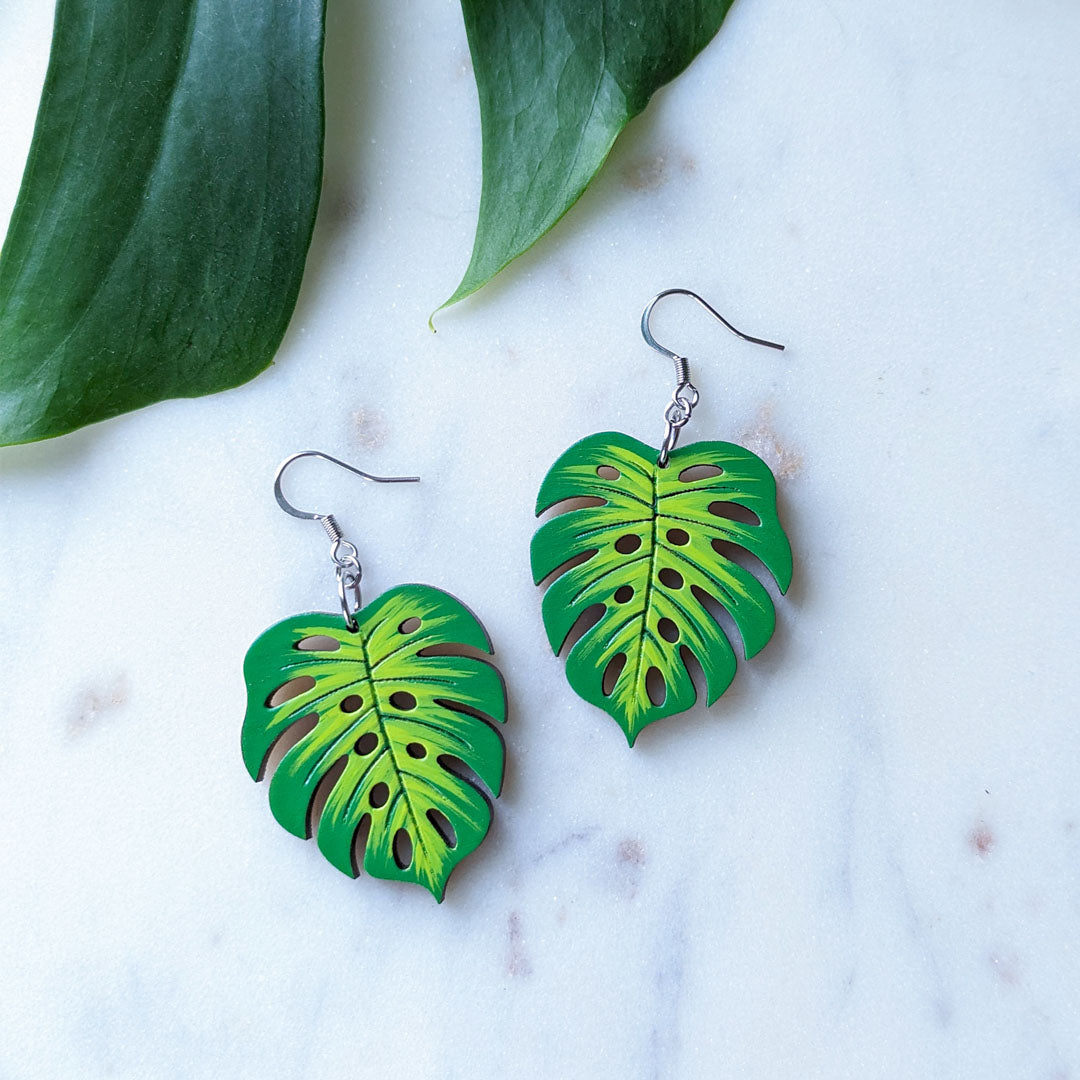 Monstera Leaf Mini Hoops – Fresh Cuttery