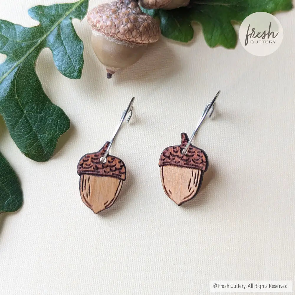 Acorn Earrings Silver Hoops Dangle And Drop