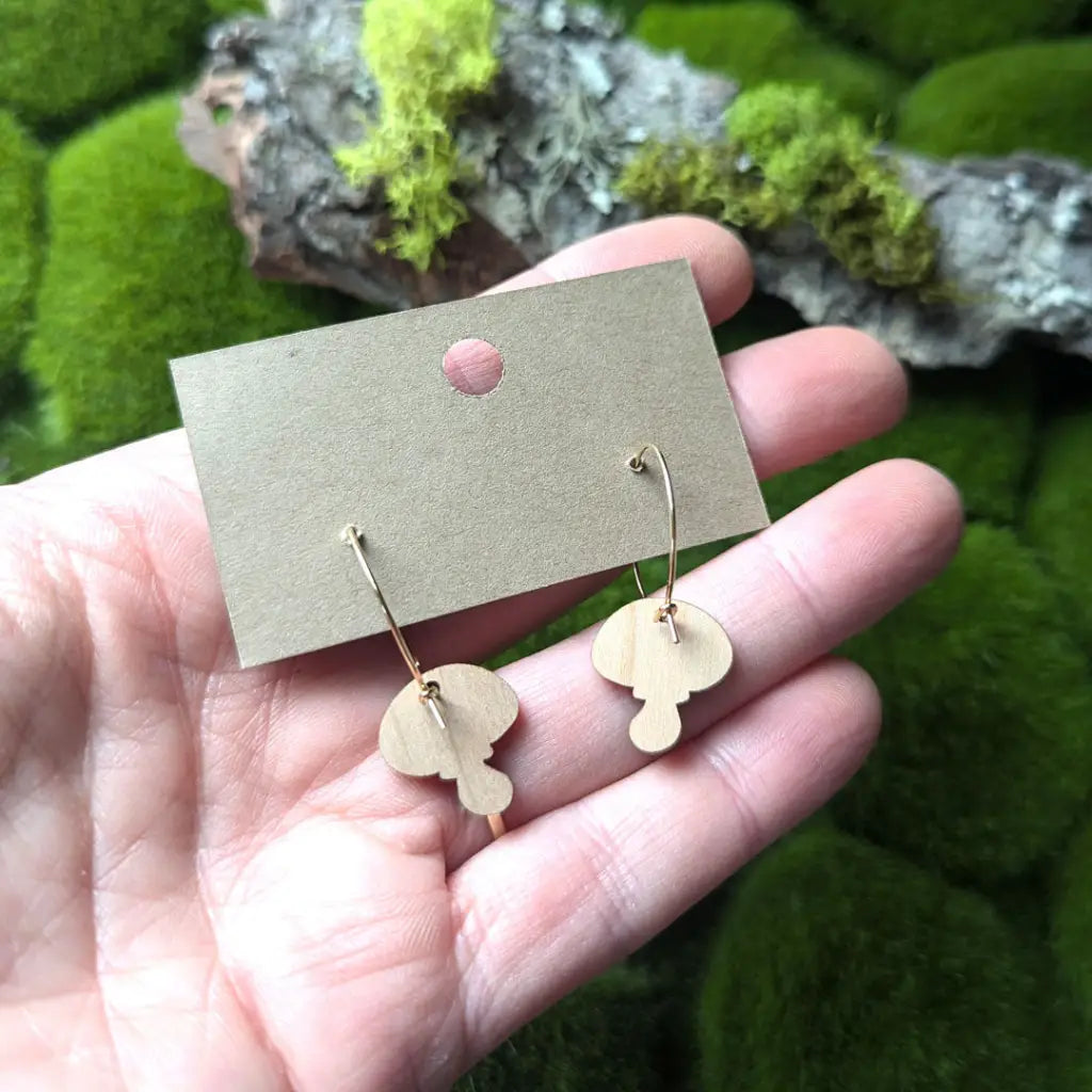 Amanita Mushroom Mini Hoops Dangle And Drop Earrings