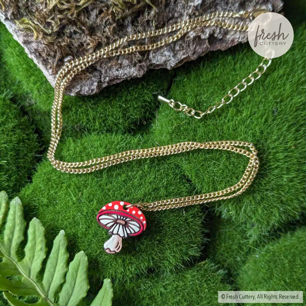 Amanita Mushroom Necklace Gold Chain Necklaces