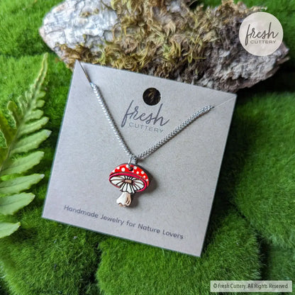 Amanita Mushroom Necklace Silver Chain Necklaces