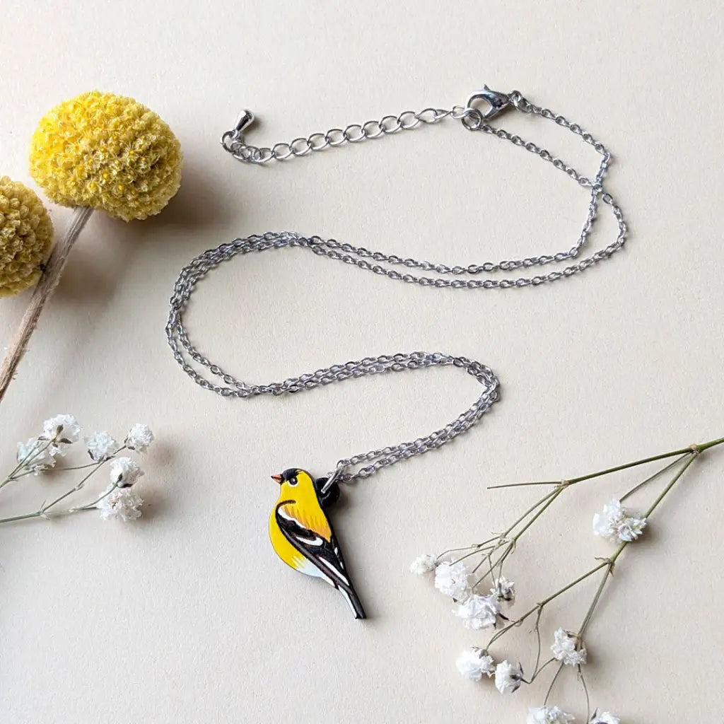 American Goldfinch Necklace Silver Necklaces
