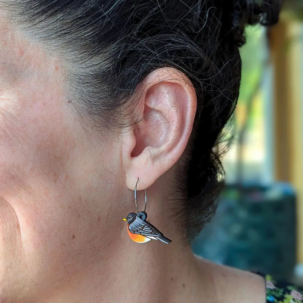 American Robin Mini Hoops Dangle And Drop Earrings