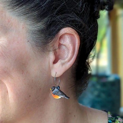 American Robin Mini Hoops Dangle And Drop Earrings