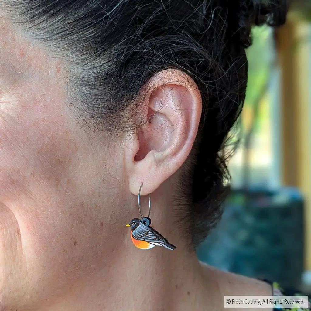 American Robin Mini Hoops Dangle And Drop Earrings