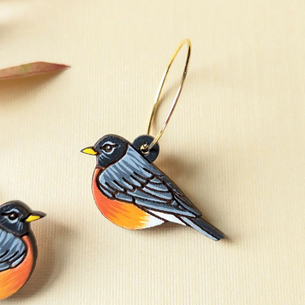 American Robin Mini Hoops Dangle And Drop Earrings
