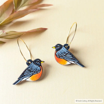 American Robin Mini Hoops Gold Dangle And Drop Earrings