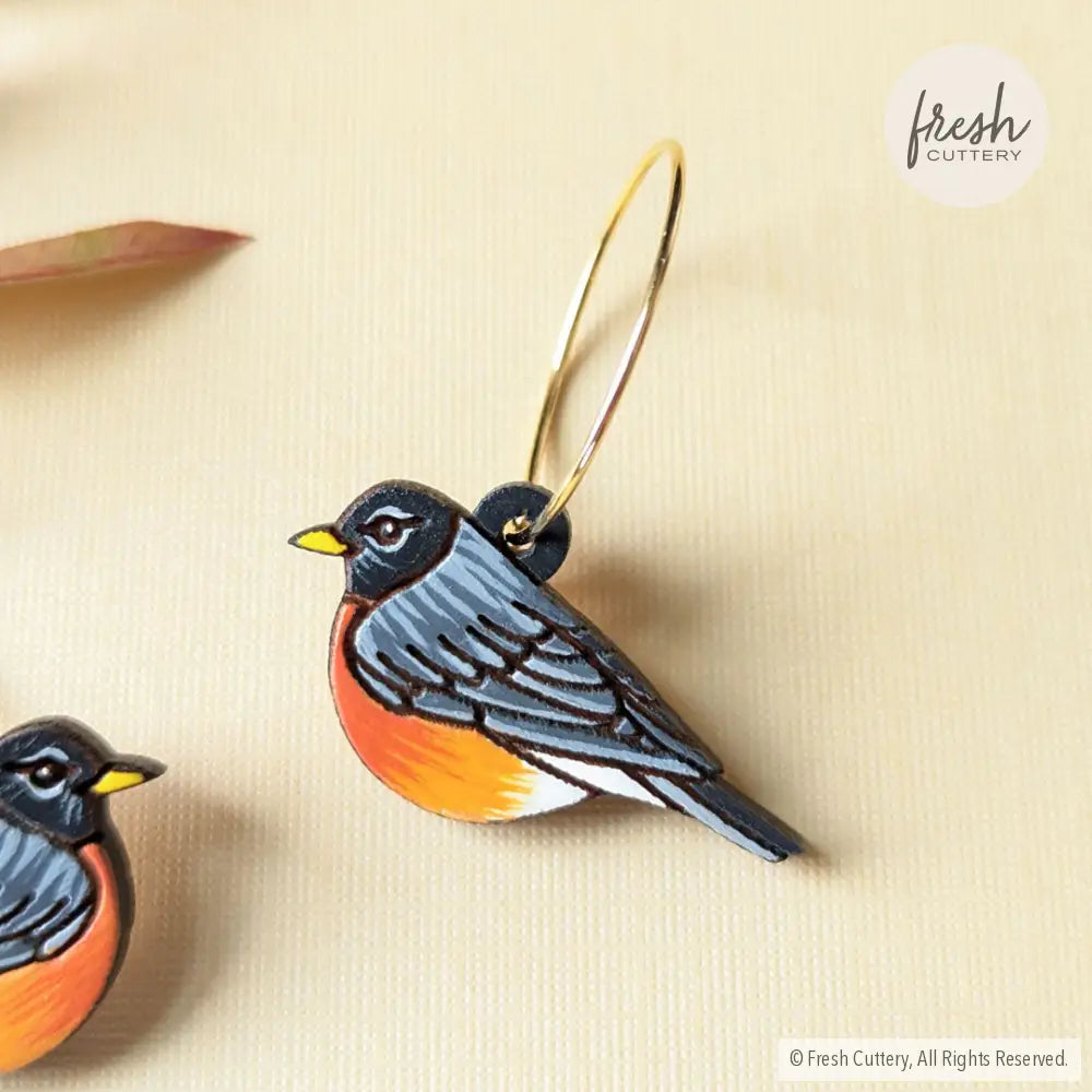 American Robin Mini Hoops Dangle And Drop Earrings