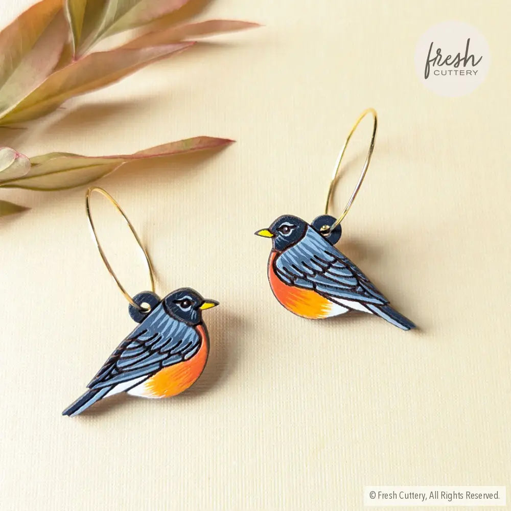 American Robin Mini Hoops Gold Dangle And Drop Earrings