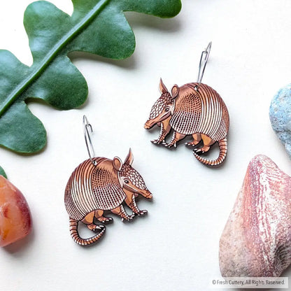 Armadillo Earrings Silver Hoops Dangle and Drop Earrings