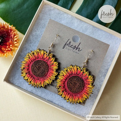 Autumn Beauty Sunflower Earrings Dangle And Drop