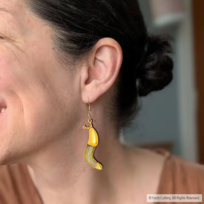 Banana Slug Earrings Dangle and Drop Earrings