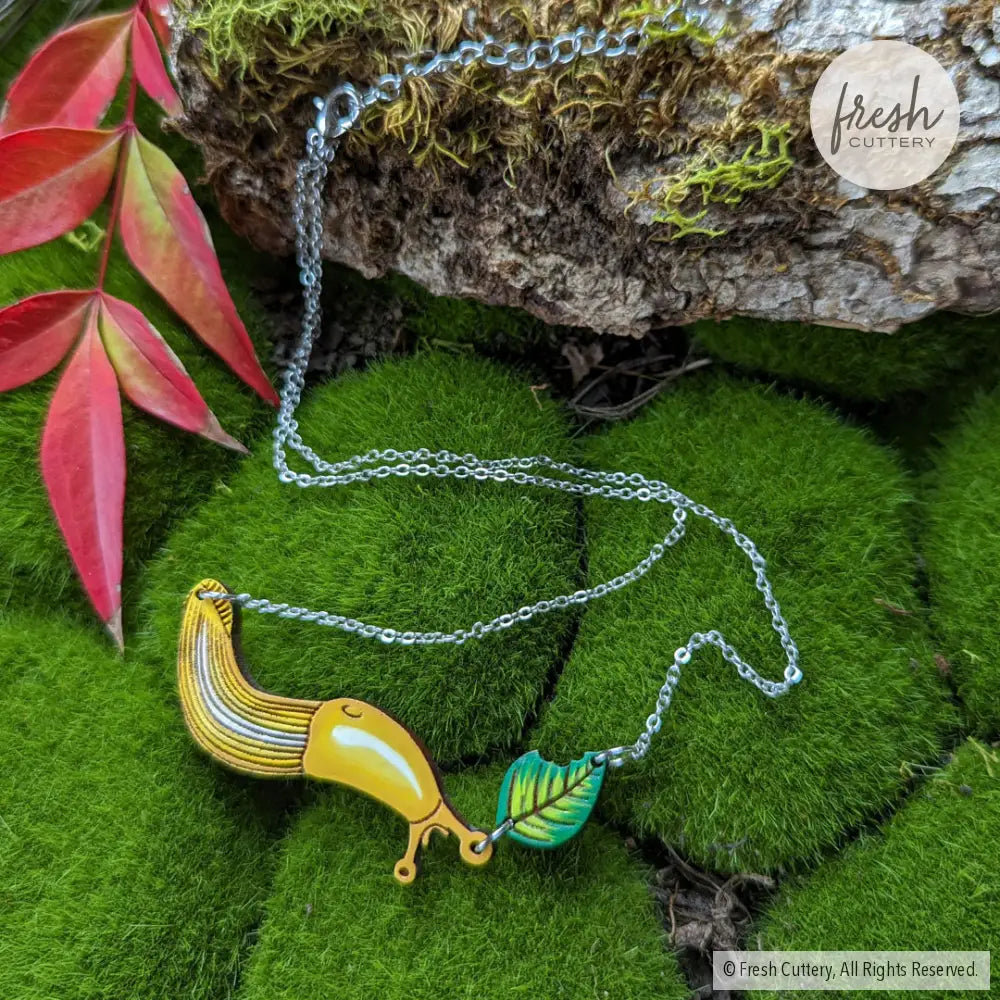 Banana Slug Necklace Silver Chain Necklaces