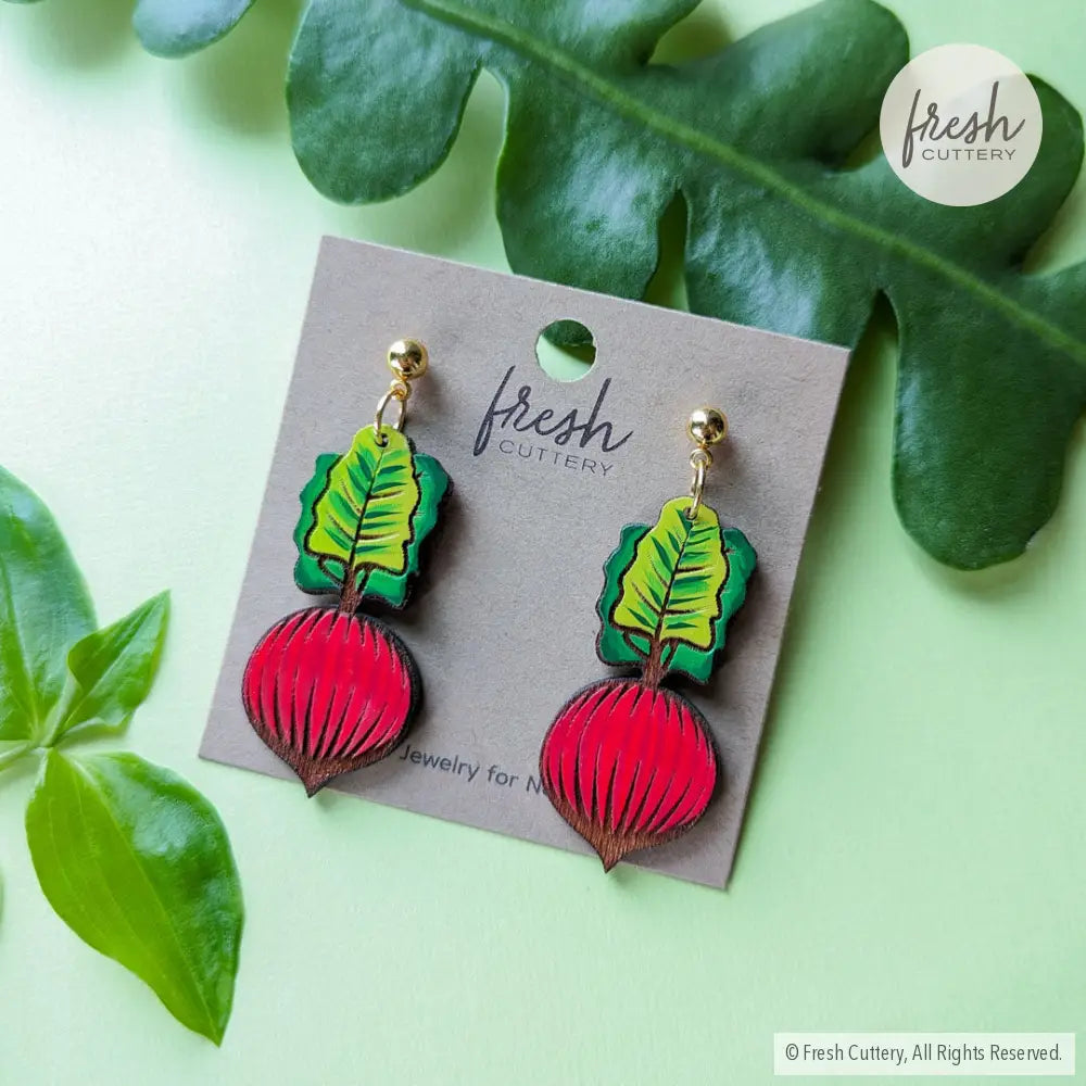 Beet Earrings Gold Ball Posts Dangle And Drop