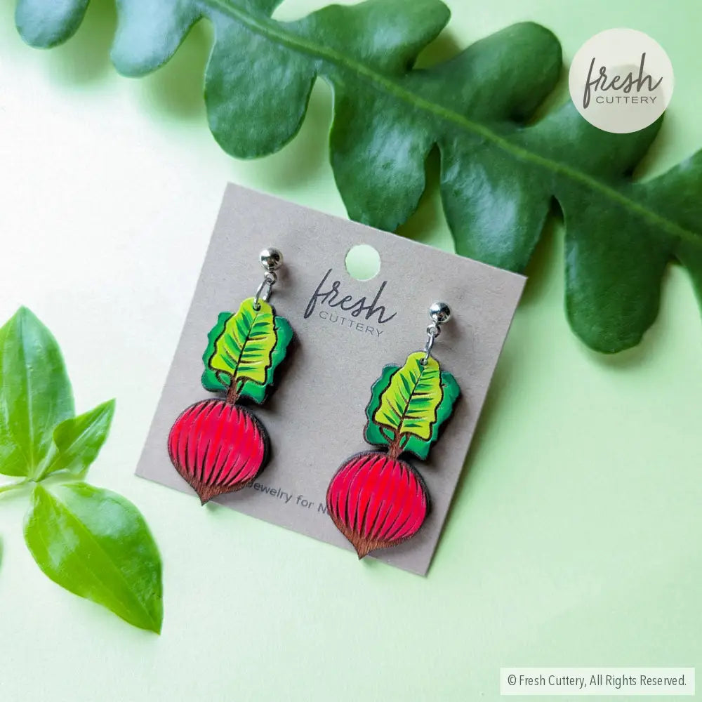 Beet Earrings Silver Ball Posts Dangle And Drop