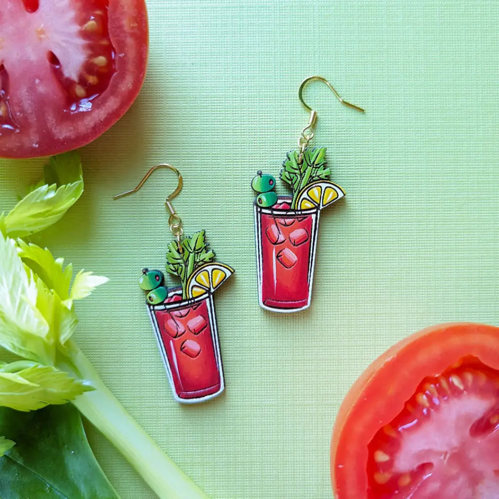 Bloody Mary Earrings Gold Ear Wires Dangle And Drop