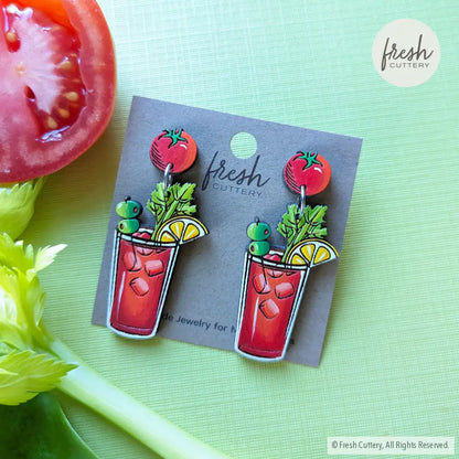 Bloody Mary Earrings Silver Studs Dangle And Drop