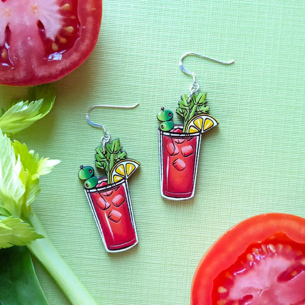 Bloody Mary Earrings Sterling Ear Wires Dangle And Drop