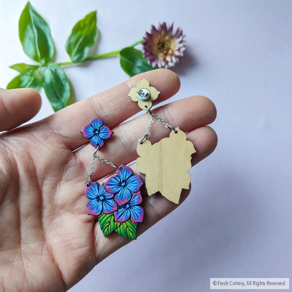 Blue Hydrangea Chandelier Earrings Dangle And Drop