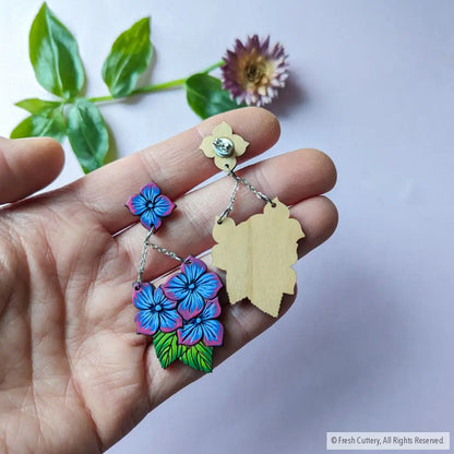 Blue Hydrangea Chandelier Earrings Dangle And Drop