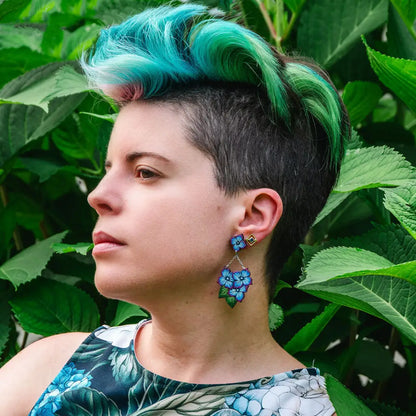 Blue Hydrangea Chandelier Earrings Dangle And Drop