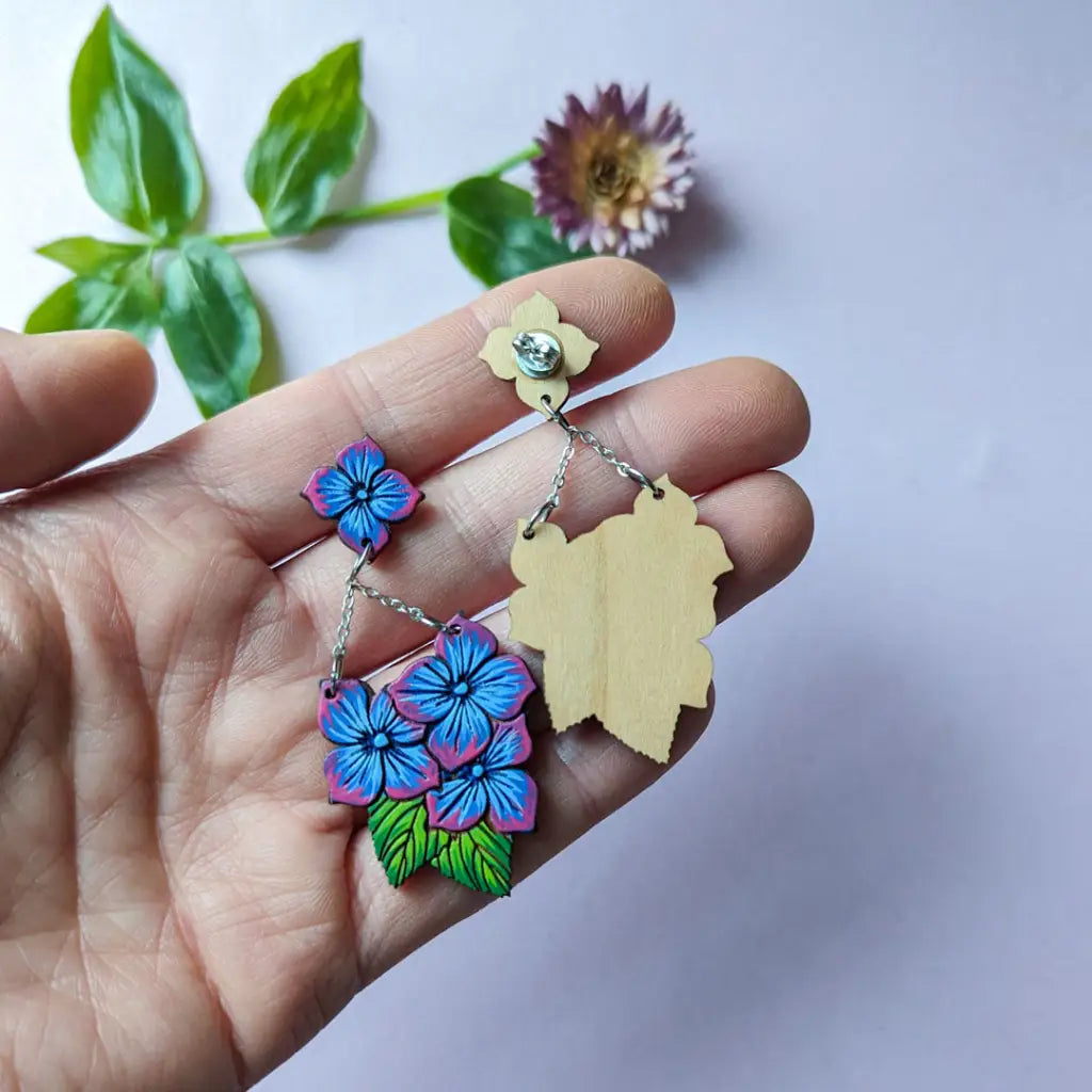 Blue Hydrangea Chandelier Earrings Dangle And Drop