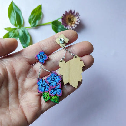 Blue Hydrangea Chandelier Earrings Dangle And Drop