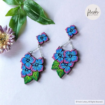 Blue Hydrangea Chandelier Earrings Dangle And Drop