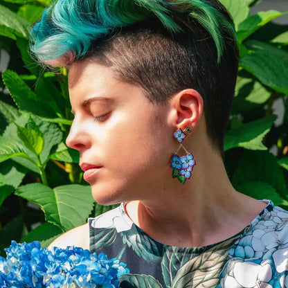 Blue Hydrangea Chandelier Earrings Dangle And Drop