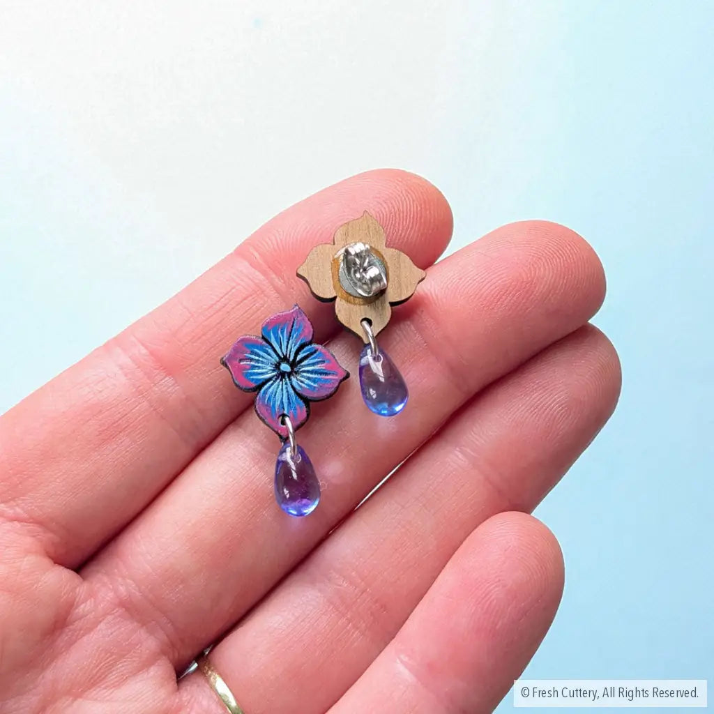 Blue Hydrangea Drops Studs